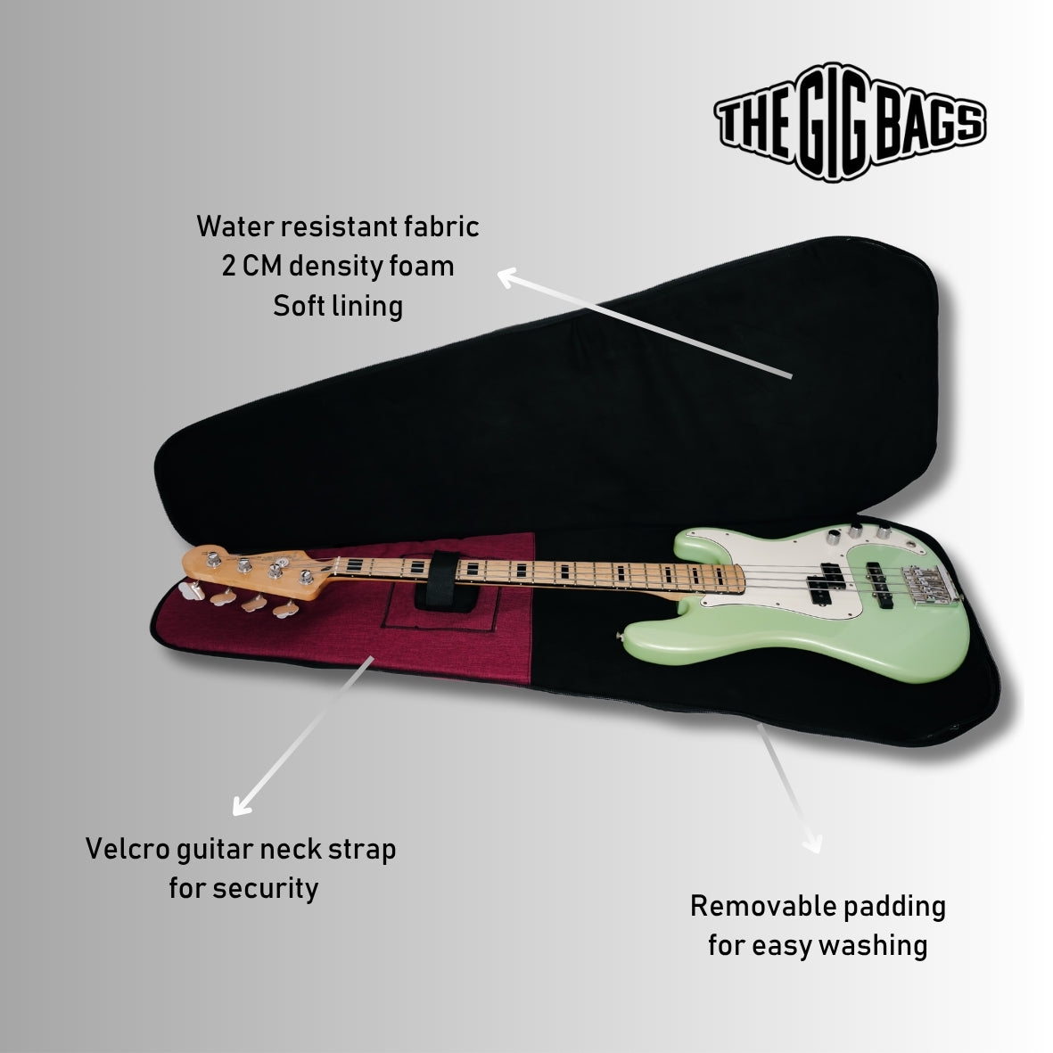 bass guitar case red velcro strap hurghada guitars bags