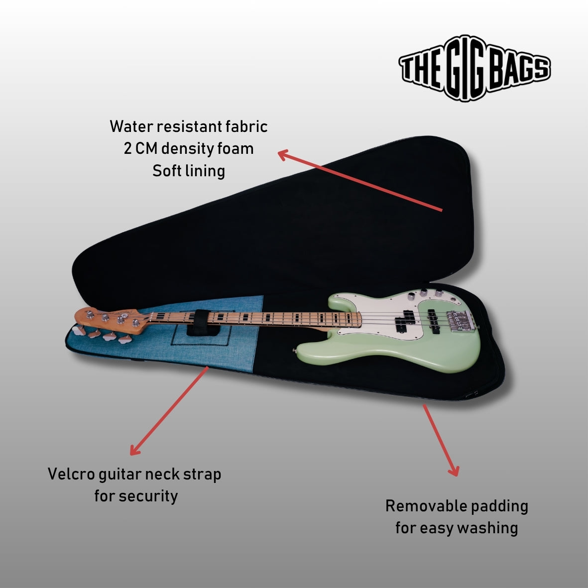 Bass guitar soft-case Cairo bass cases turquoise
