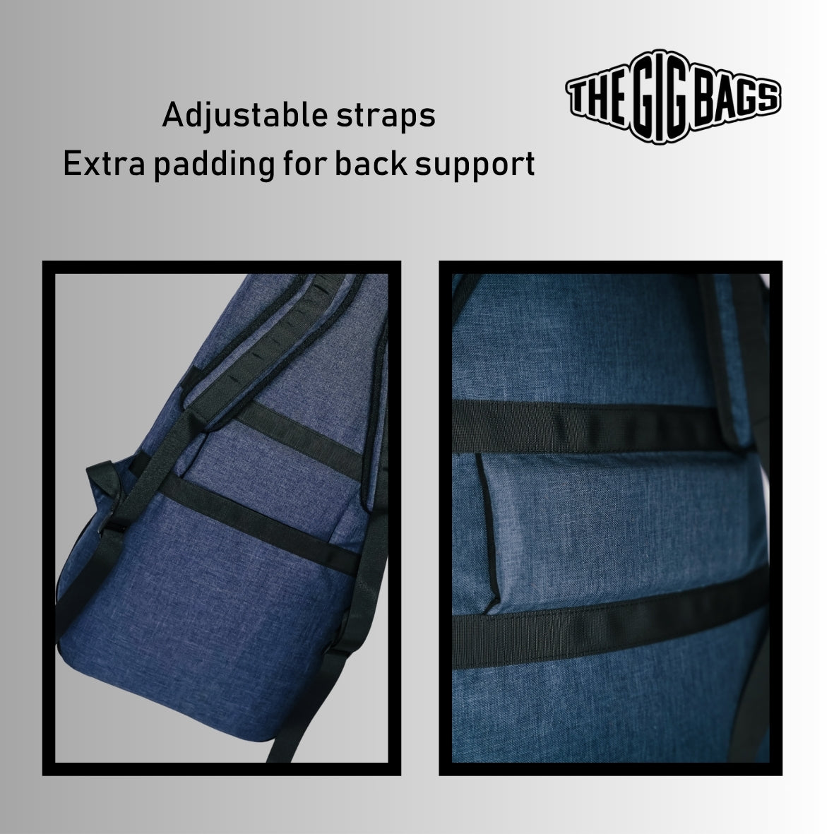 blue bass guitar case with zip pocket