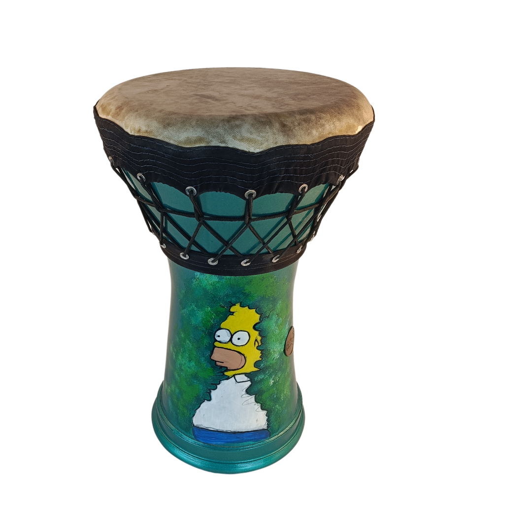 egyptian darbuka tabla with homer simpson paint art