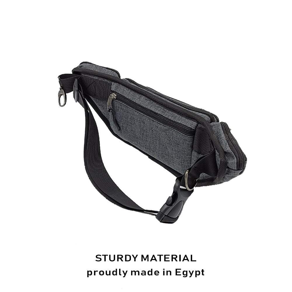 grey waist bag egypt travel fanny pack 5-pocket