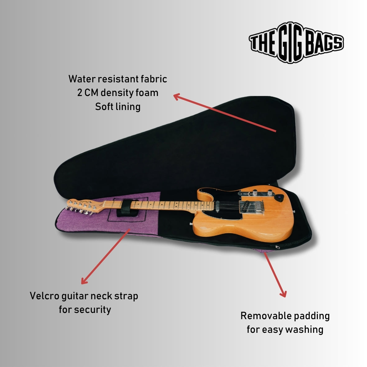purple guitar case velcro strap cairo