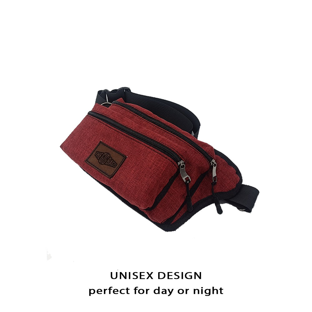 red fanny pack bag with waist strap