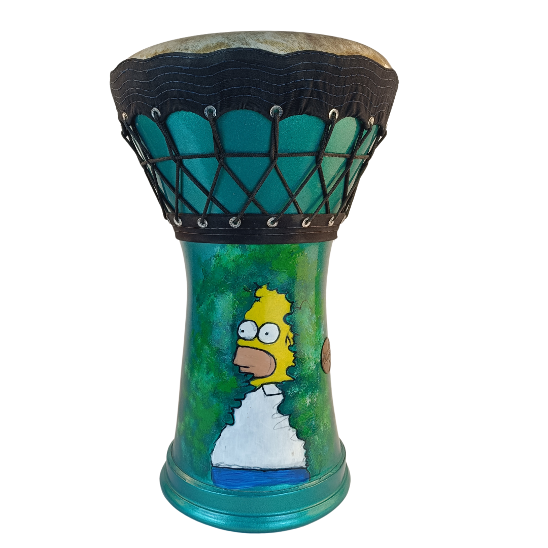 darbuka drum turquoise blue homer simpson painting art