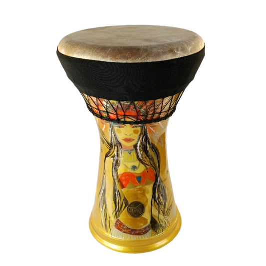 ceramic clay drum duhalla natural skin gold jenya jem akram al sharif solo darbuka tabla drum egyptian percussion طبله مصري فخار رسم يدوي