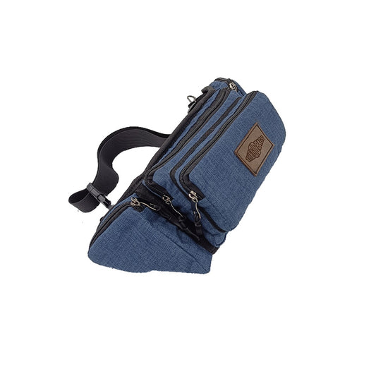dark blue fanny bag 5-pockets crossbody waist bag