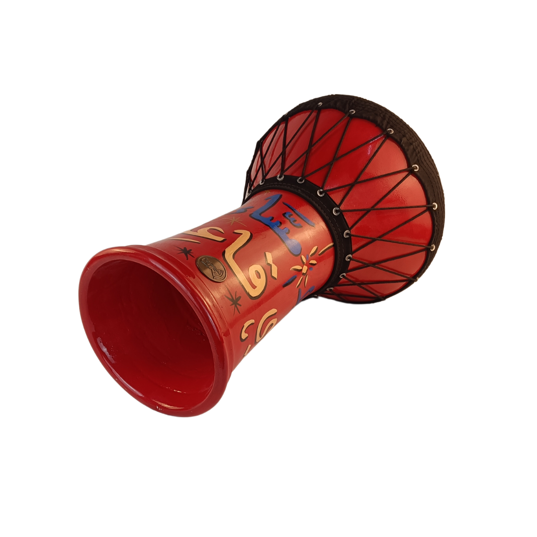red tabla large Doholla Egypt drum with Arabic calligraphy
